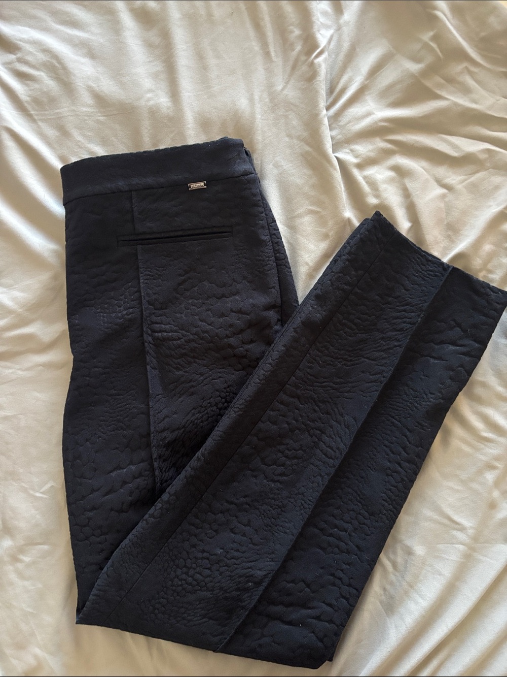 St. John Black Textured Jacquard Dress Pants Size 8